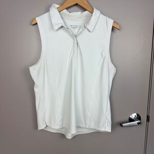 Athleta White Sleeveless Polo Golf Top Shirt Womens Size Large Performance